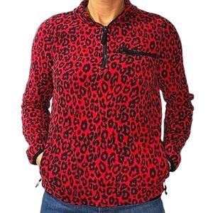 Empyre Cheetah Print Pullover Sweater Size Small Red